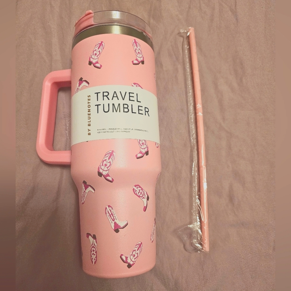 Blush Pink Travel Tumbler with Straw